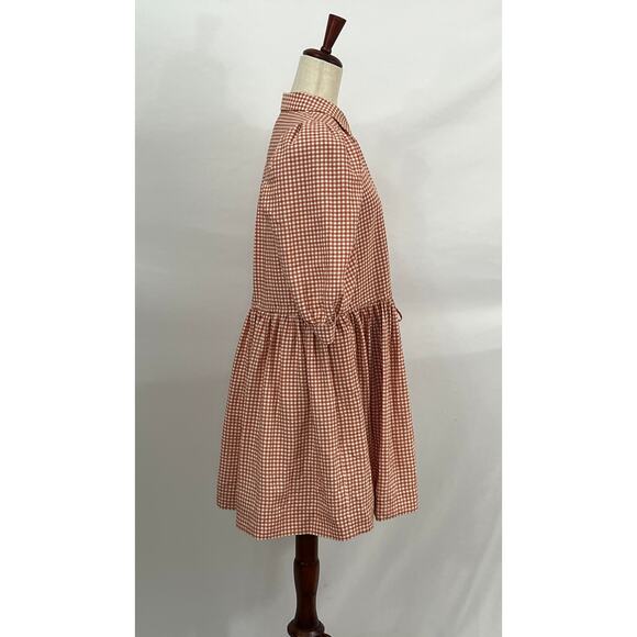 HUNTER BELL Sz L Large Peach Terracotta Gingham Dress McCauley NWT - Picture 7 of 16